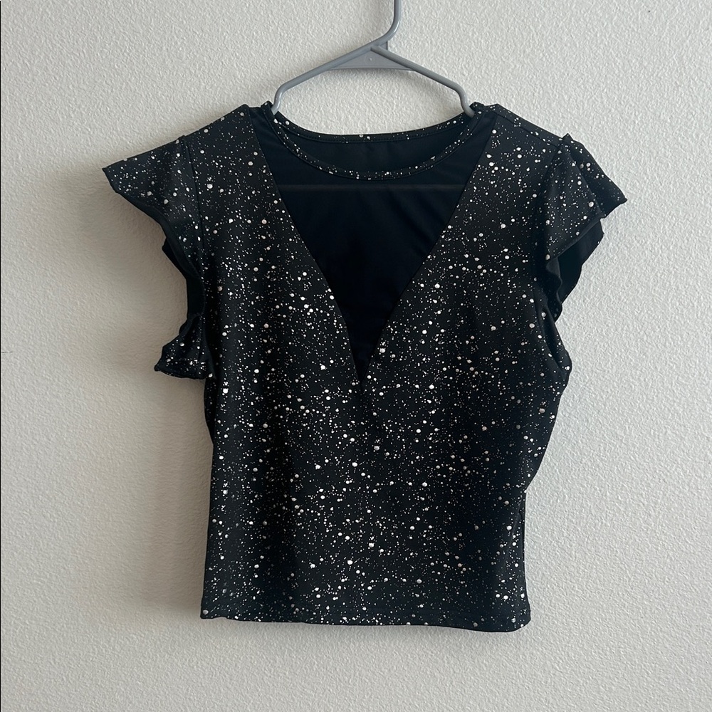 SHEIN Black and White Speckled Blouse
